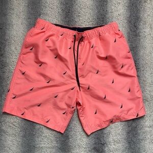 Nautica Coral Swim Trunks with Sailboat Design